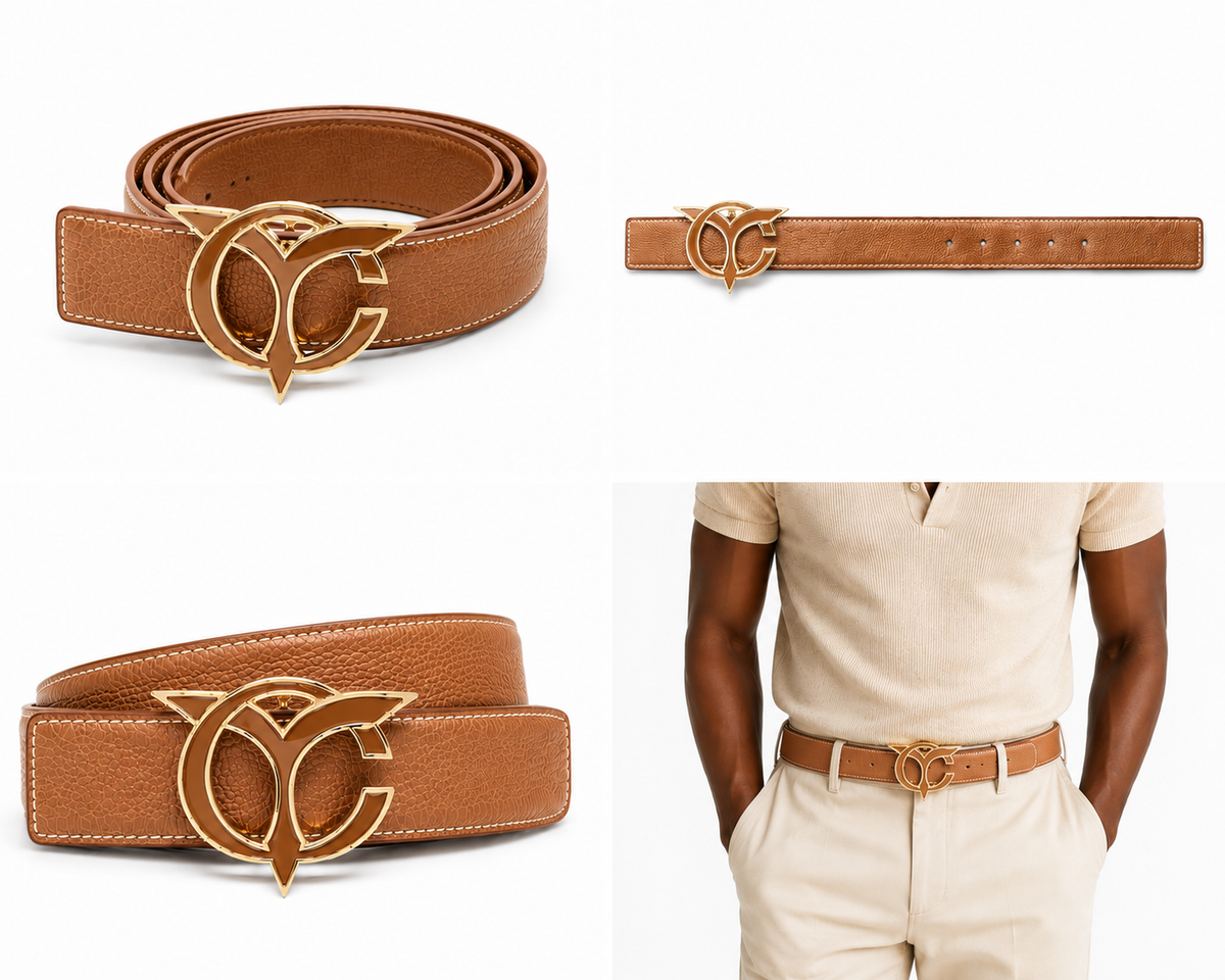 Cristallo Logo Belt - Brown/Gold